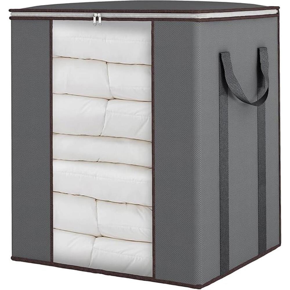 Gray Foldable Storage Organizer with Clear Window